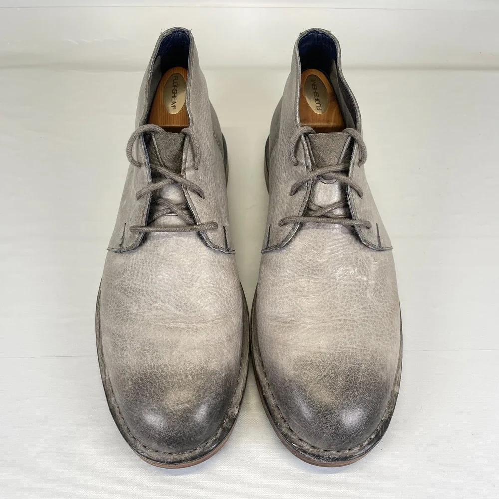 Cole Haan Glenn Chukka Boots Mens Size 9 M Gray Leather Burnished Desert Shoes